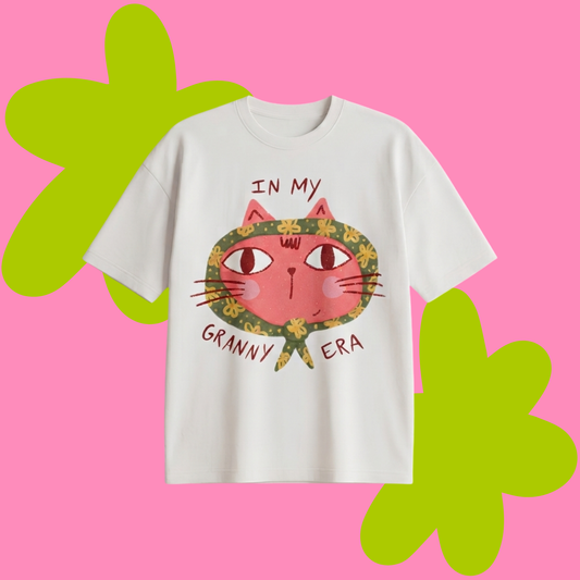 Granny Era Baskılı Oversize Tişört