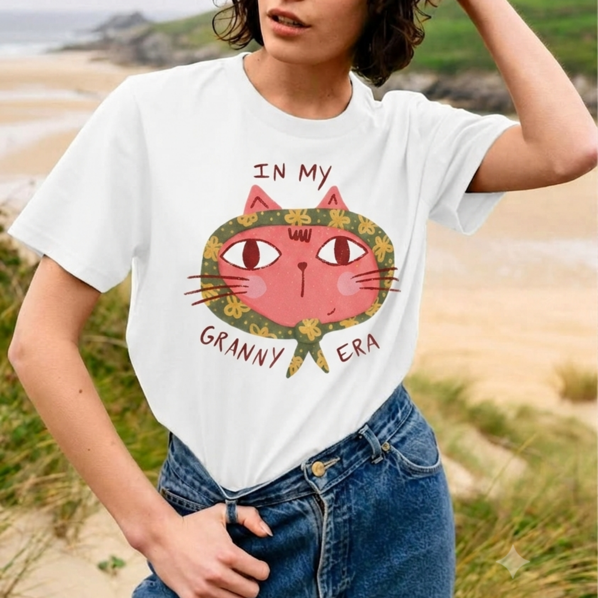 Granny Era Baskılı Oversize Tişört