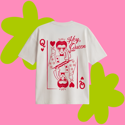 Hey Queen Baskılı Oversize Tişört