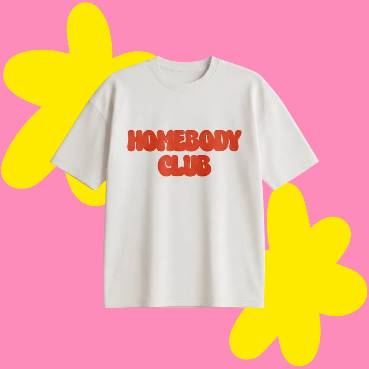 Homebody Club Baskılı Oversize Tişört
