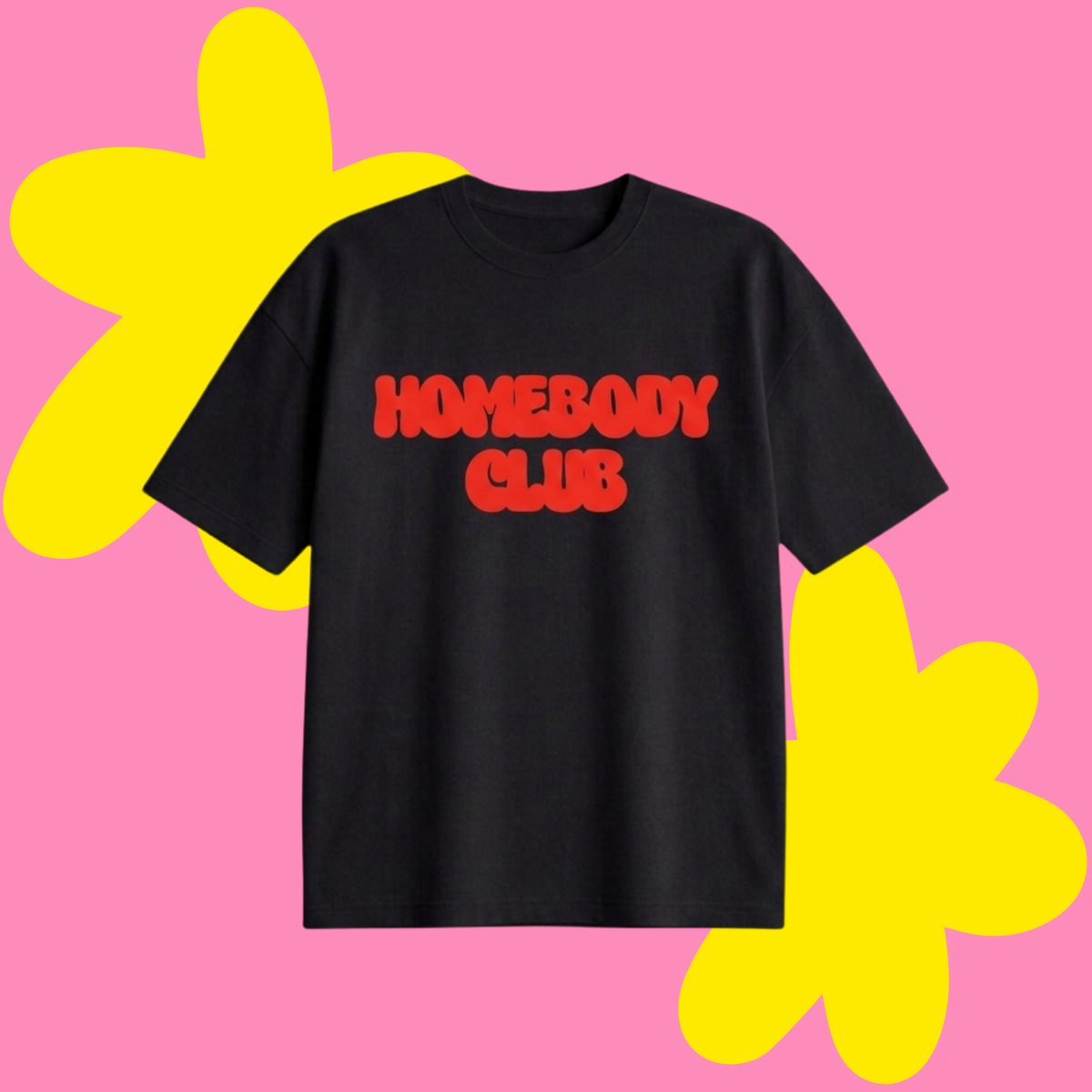 Homebody Club Baskılı Oversize Tişört