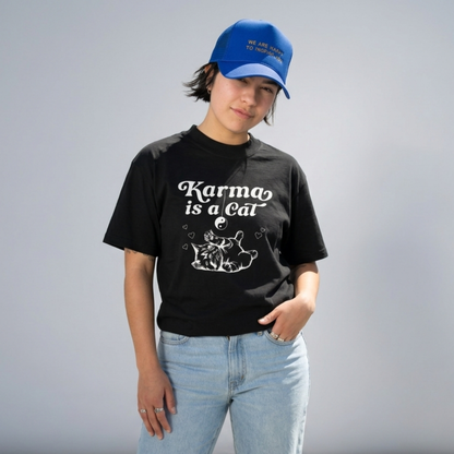 Karma is A Cat Baskılı Oversize Tişört