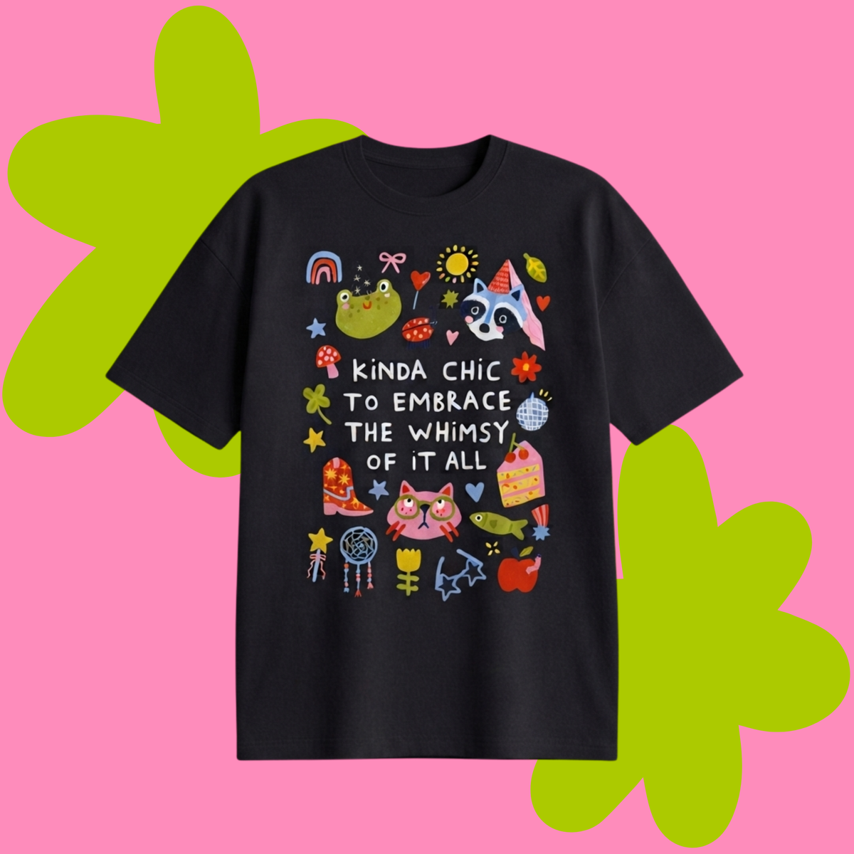 Kinda Chic Baskılı Oversize Tişört