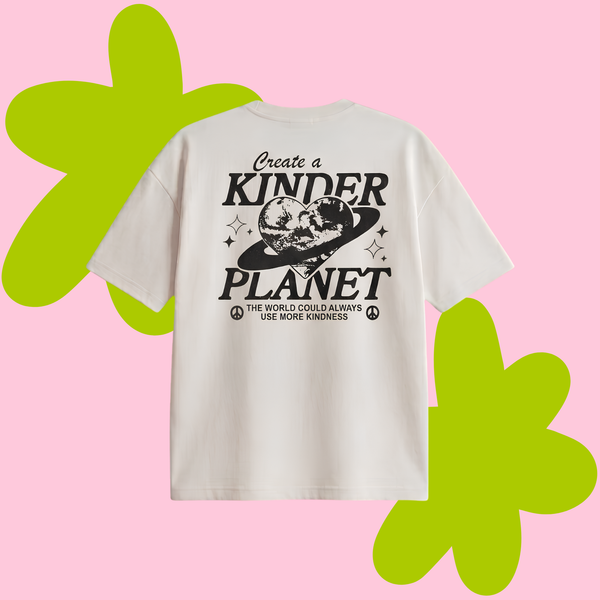 Kinder Planet Baskılı Oversize Tişört
