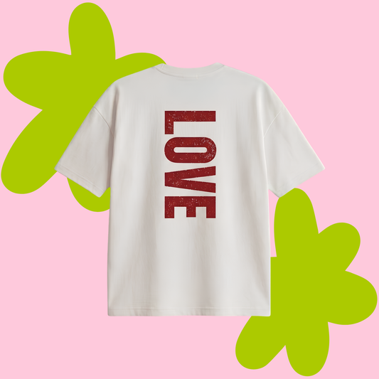 LOVE Baskılı Oversize Tişört
