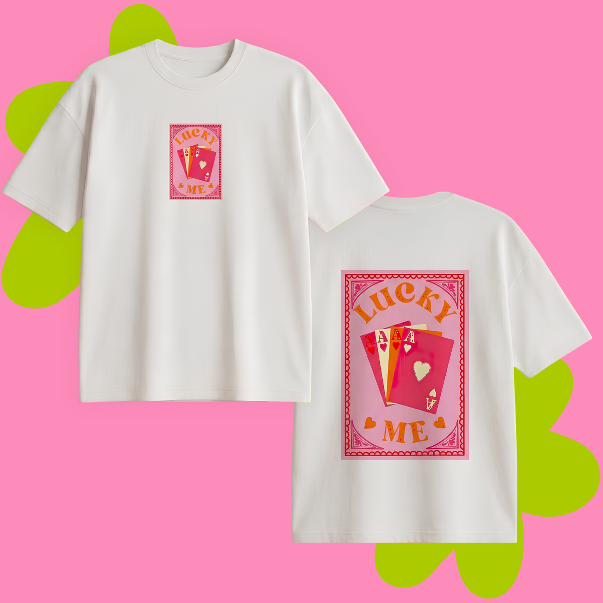 Lucky Me Baskılı Oversize Tişört