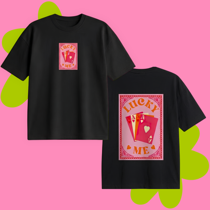 Lucky Me Baskılı Oversize Tişört