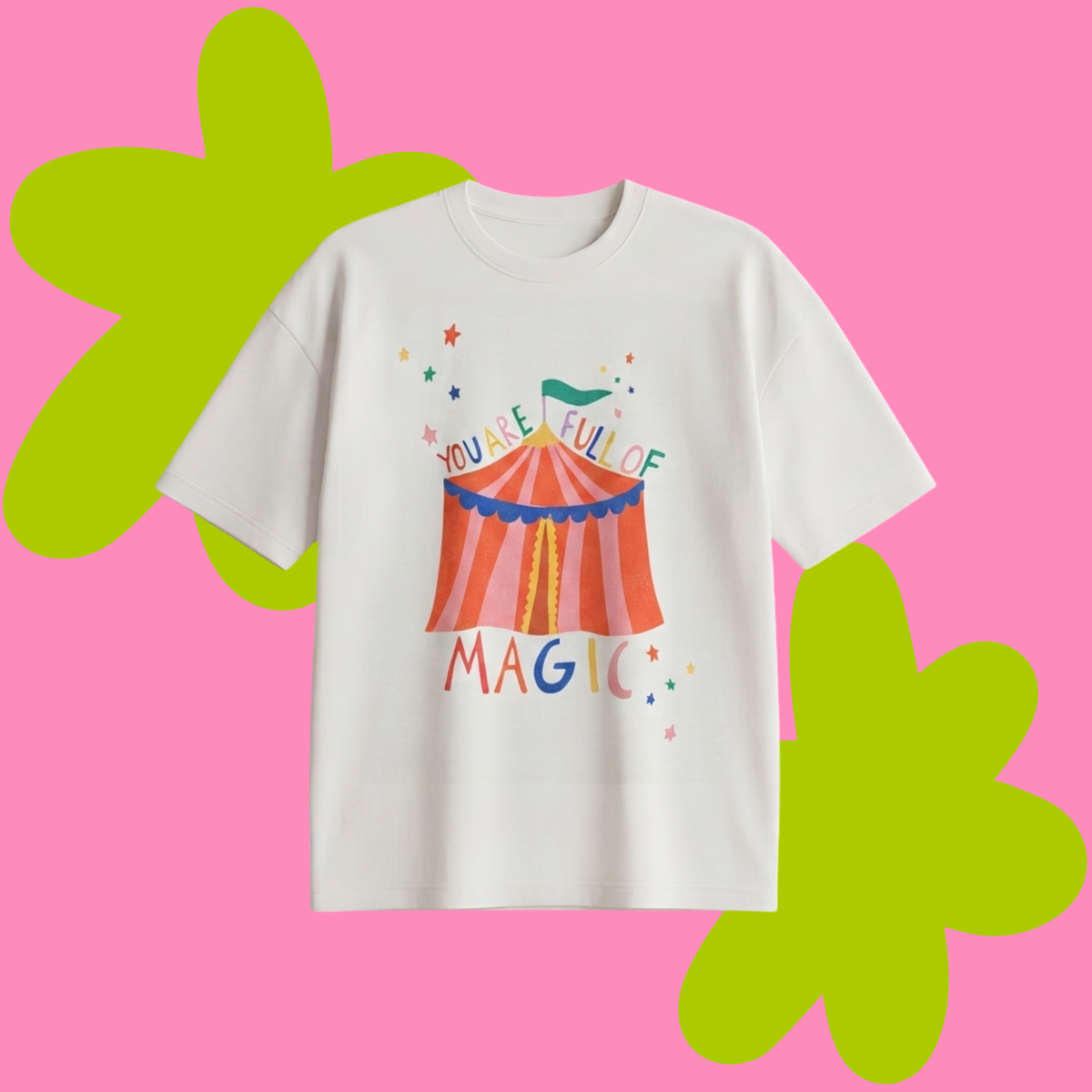 Full Of Magic Baskılı Oversize Tişört
