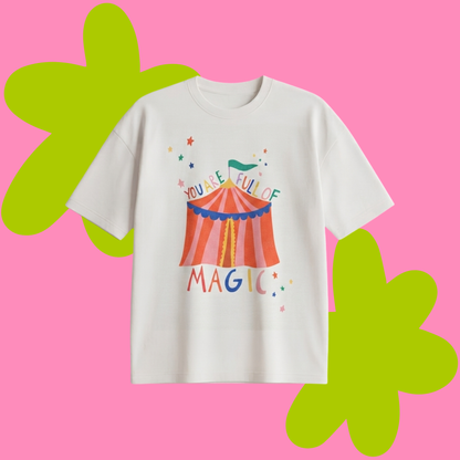 Full Of Magic Baskılı Oversize Tişört