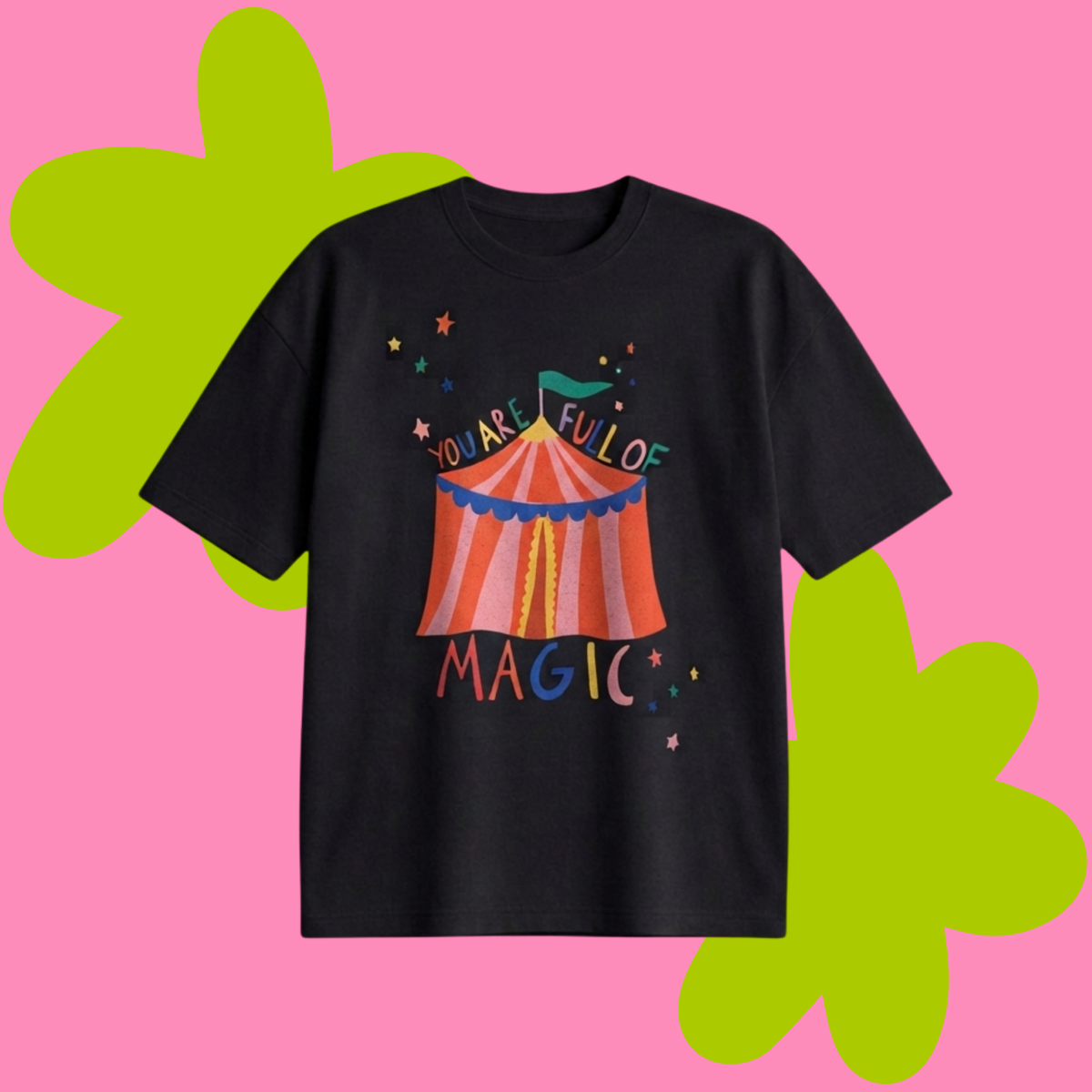 Full Of Magic Baskılı Oversize Tişört