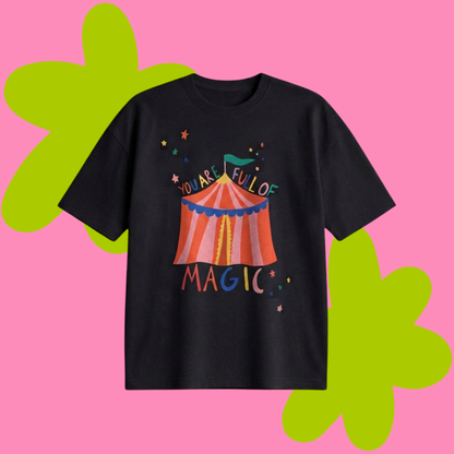 Full Of Magic Baskılı Oversize Tişört