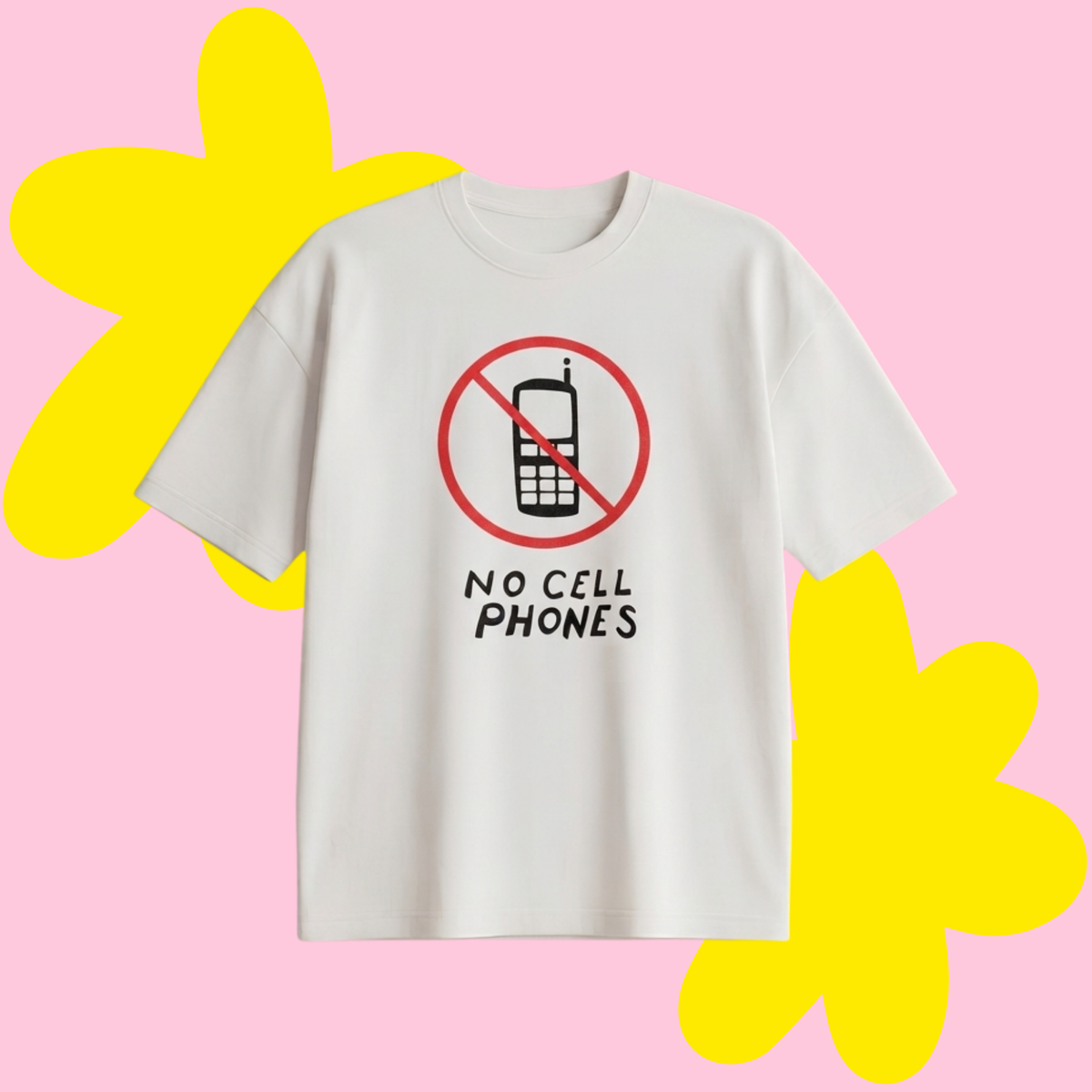 No Cell Phones Luke's Baskılı Oversize Tişört