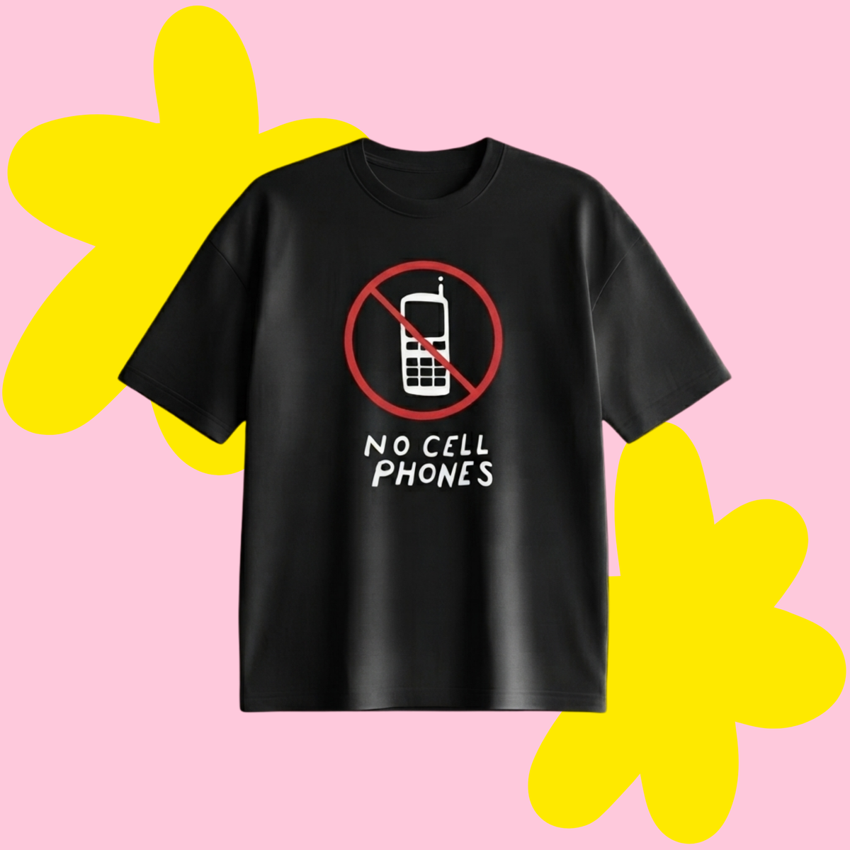 No Cell Phones Luke's Baskılı Oversize Tişört