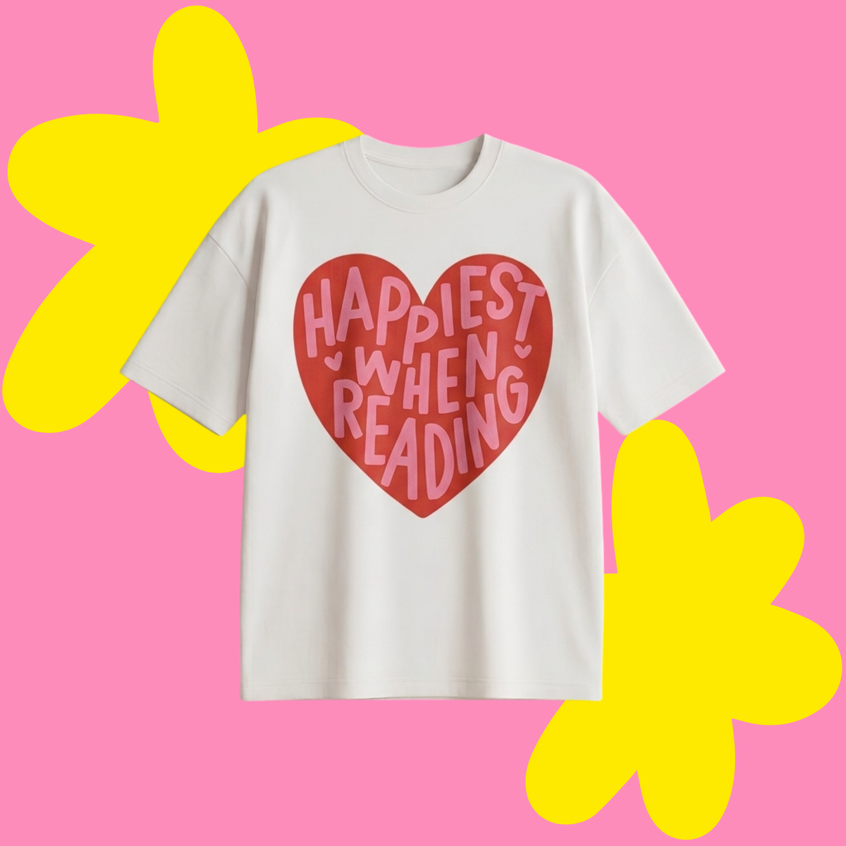 Happy Reader Baskılı Oversize Tişört