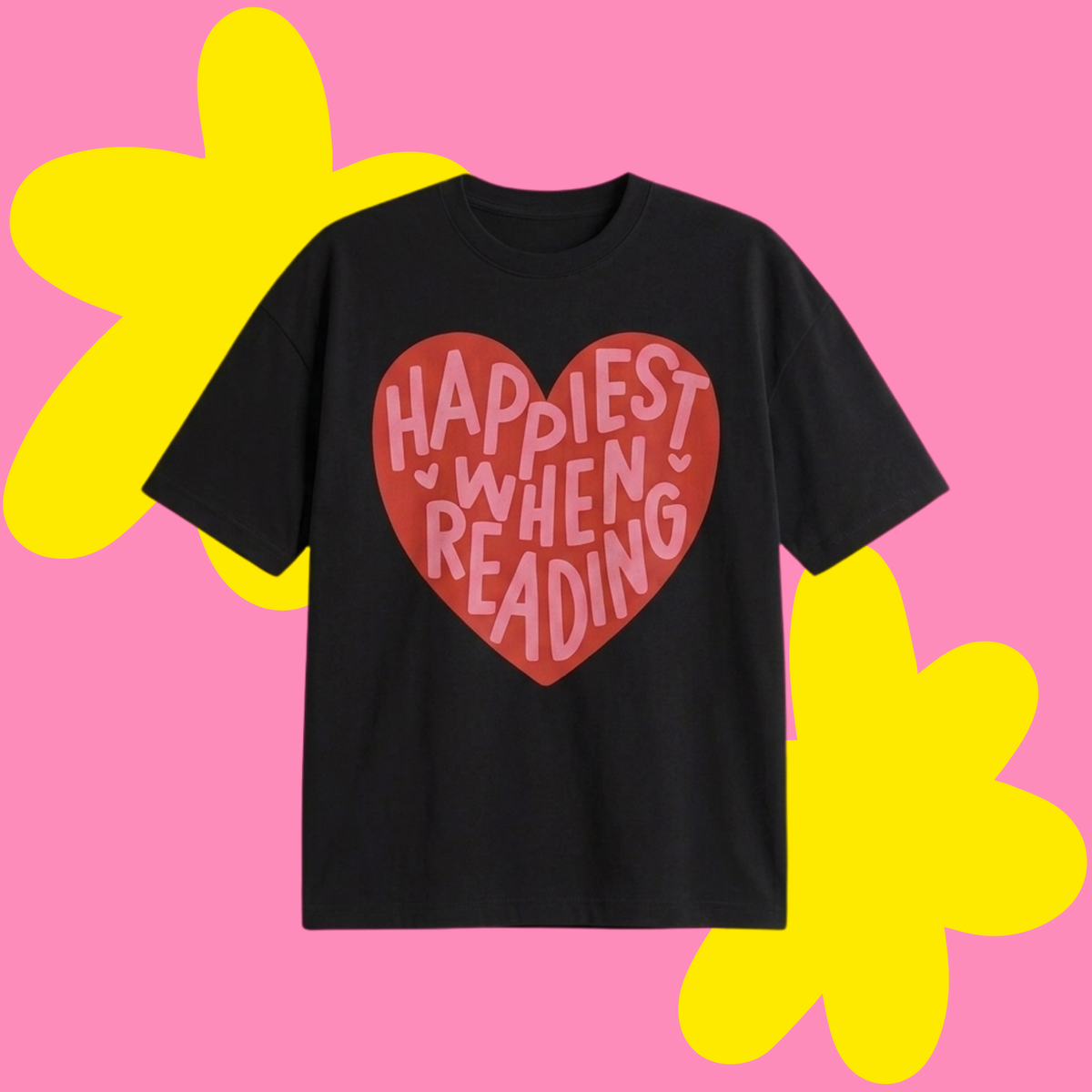 Happy Reader Baskılı Oversize Tişört