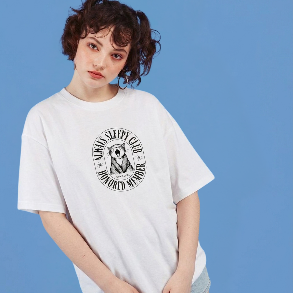 Sleepy Club Baskılı Oversize Tişört
