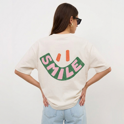 Smile Baskılı Oversize Tişört