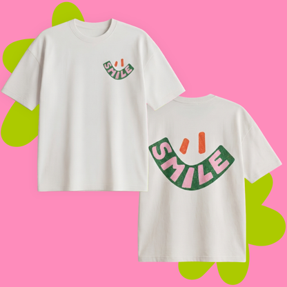 Smile Baskılı Oversize Tişört