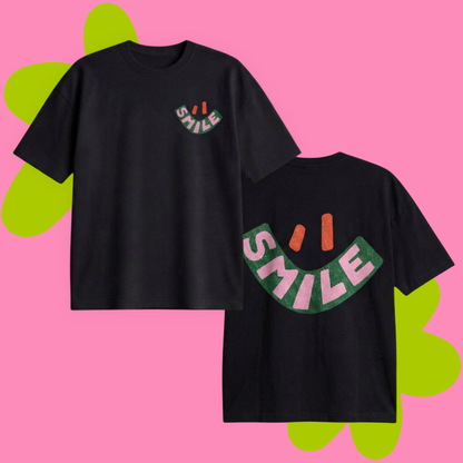 Smile Baskılı Oversize Tişört