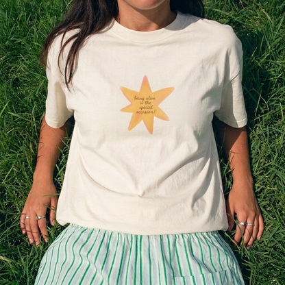 Star Mood Baskılı Oversize Tişört