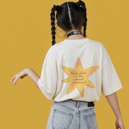 Star Mood Baskılı Oversize Tişört