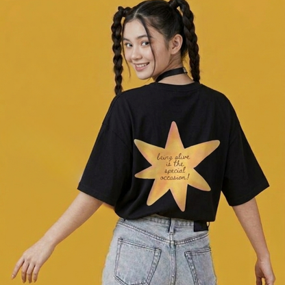 Star Mood Baskılı Oversize Tişört