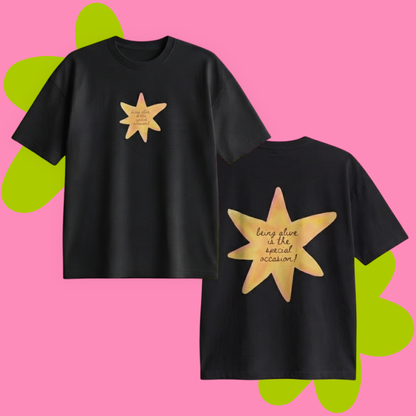Star Mood Baskılı Oversize Tişört