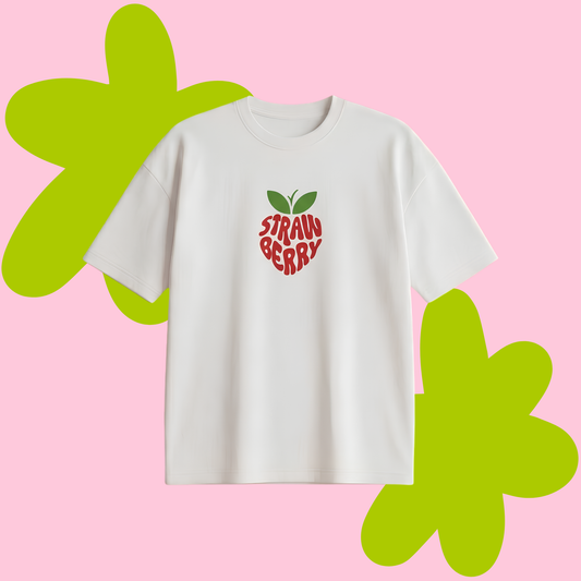 Strawberry Baskılı Oversize Tişört