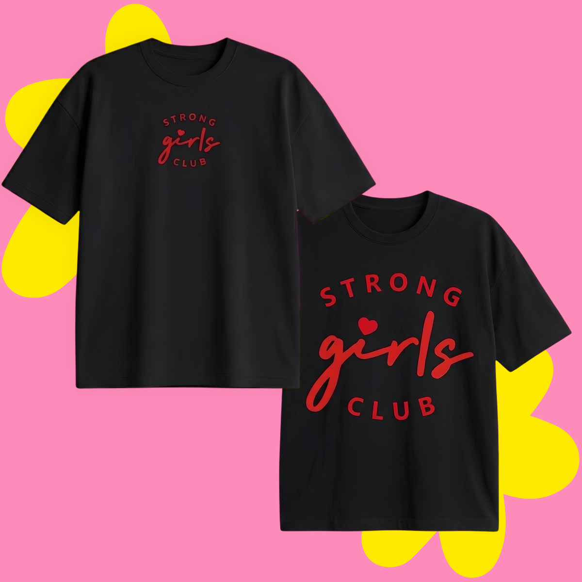 Strong Girls Club Baskılı Oversize Tişört