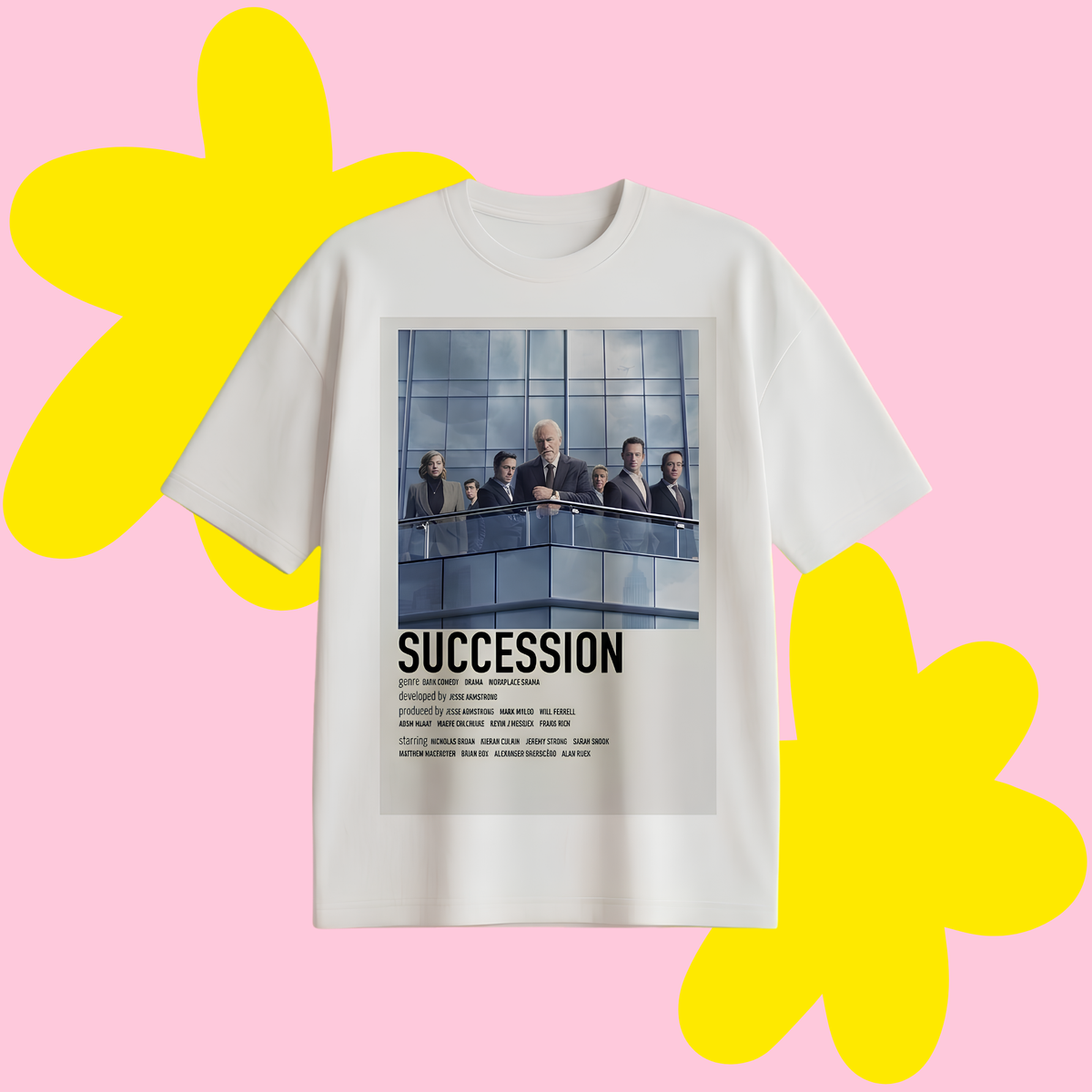 Succesion Afiş Baskılı Oversize Tişört
