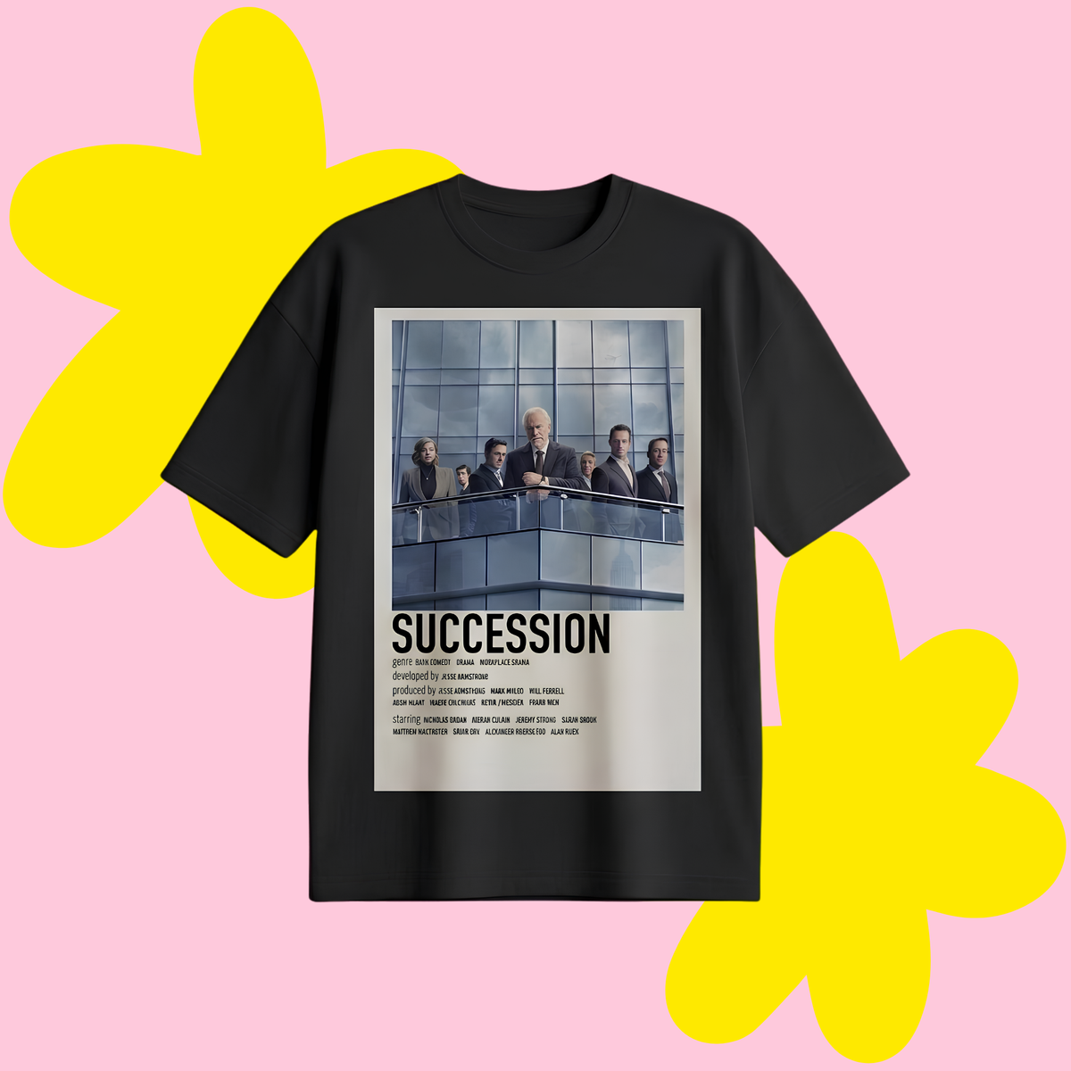Succesion Afiş Baskılı Oversize Tişört