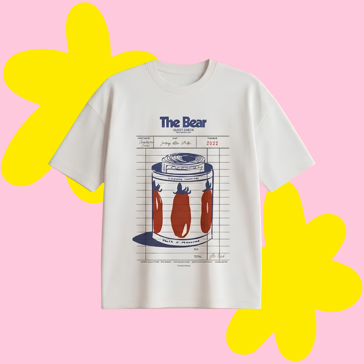 The Bear Check Baskılı Oversize Tişört