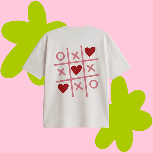 Tic Tac Toe Baskılı Oversize Tişört