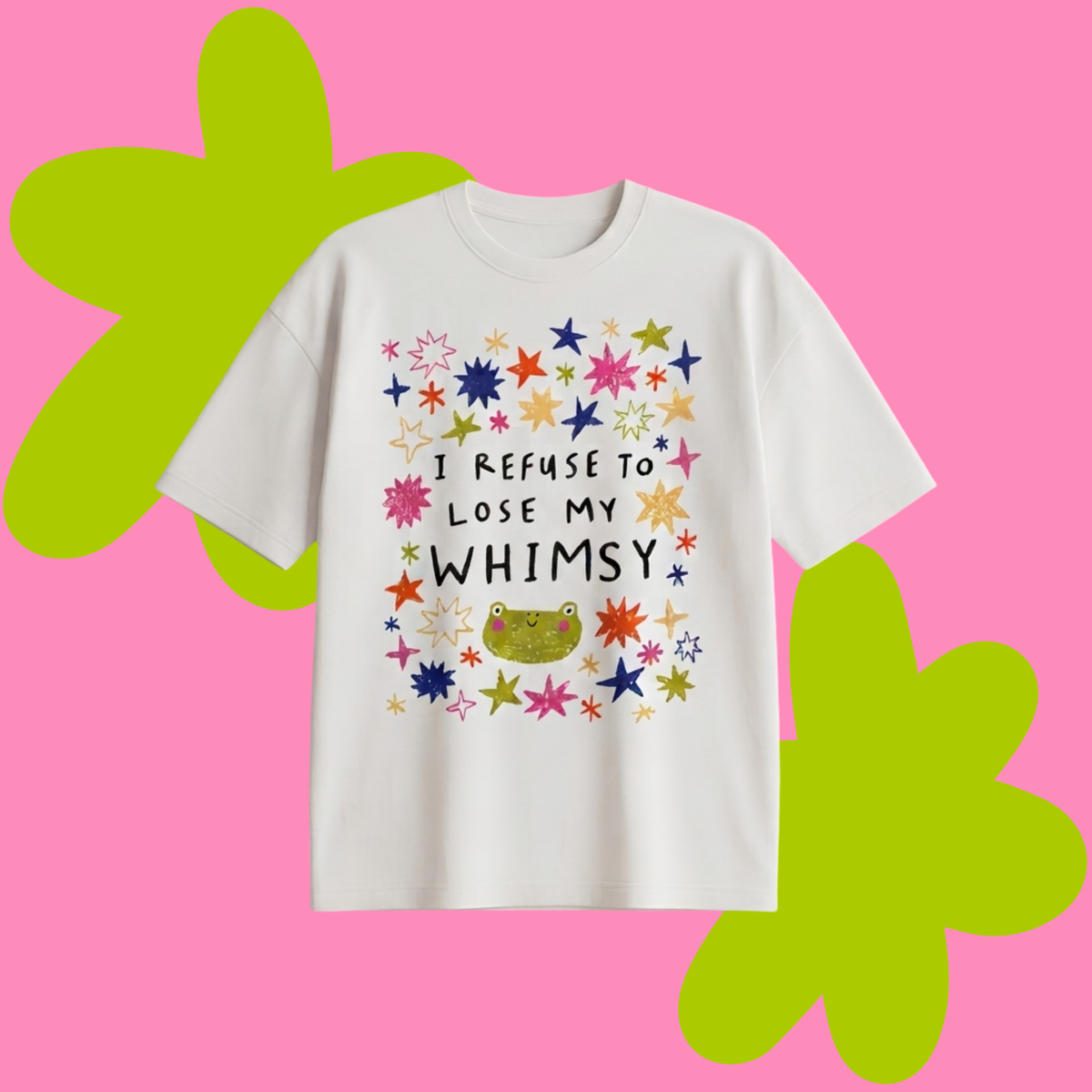 Whimsy Baskılı Oversize Tişört