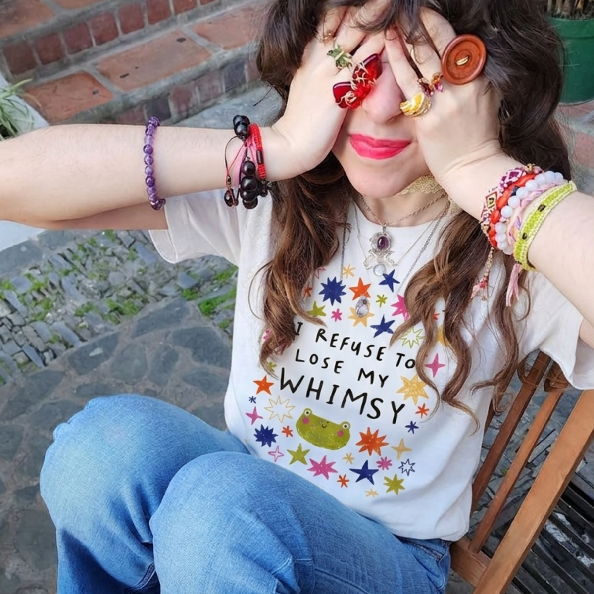 Whimsy Baskılı Oversize Tişört