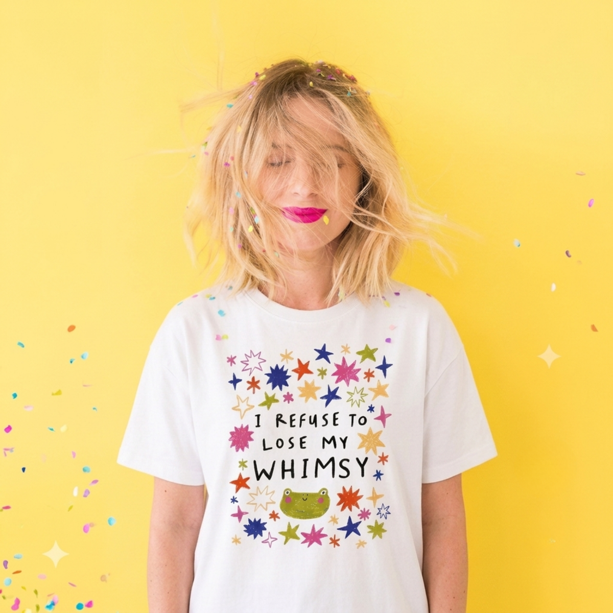 Whimsy Baskılı Oversize Tişört