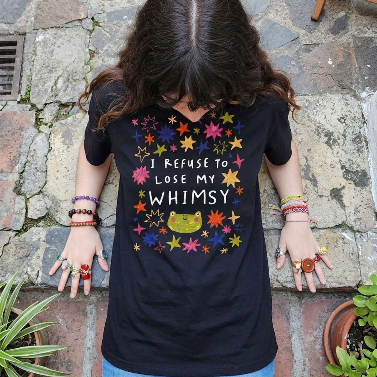 Whimsy Baskılı Oversize Tişört