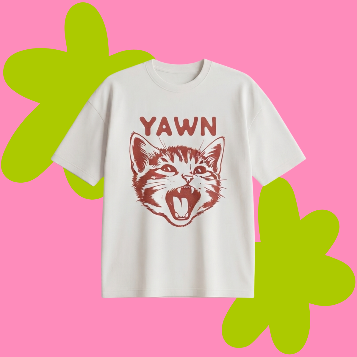 Yawn Baskılı Oversize Tişört