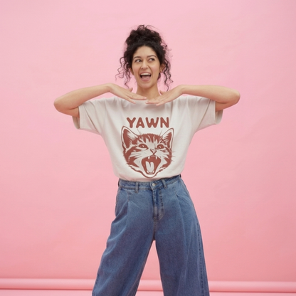 Yawn Baskılı Oversize Tişört