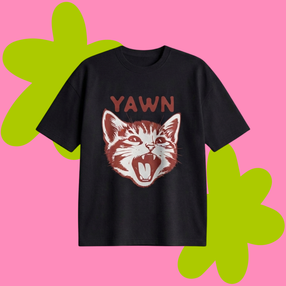 Yawn Baskılı Oversize Tişört