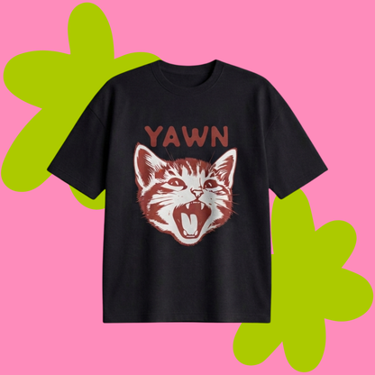 Yawn Baskılı Oversize Tişört